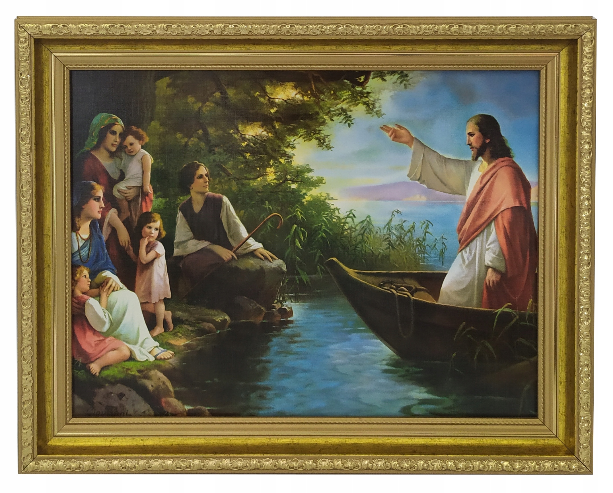 

Jezus Na Łodzi Nauczający Święty Obraz 39X49 CM