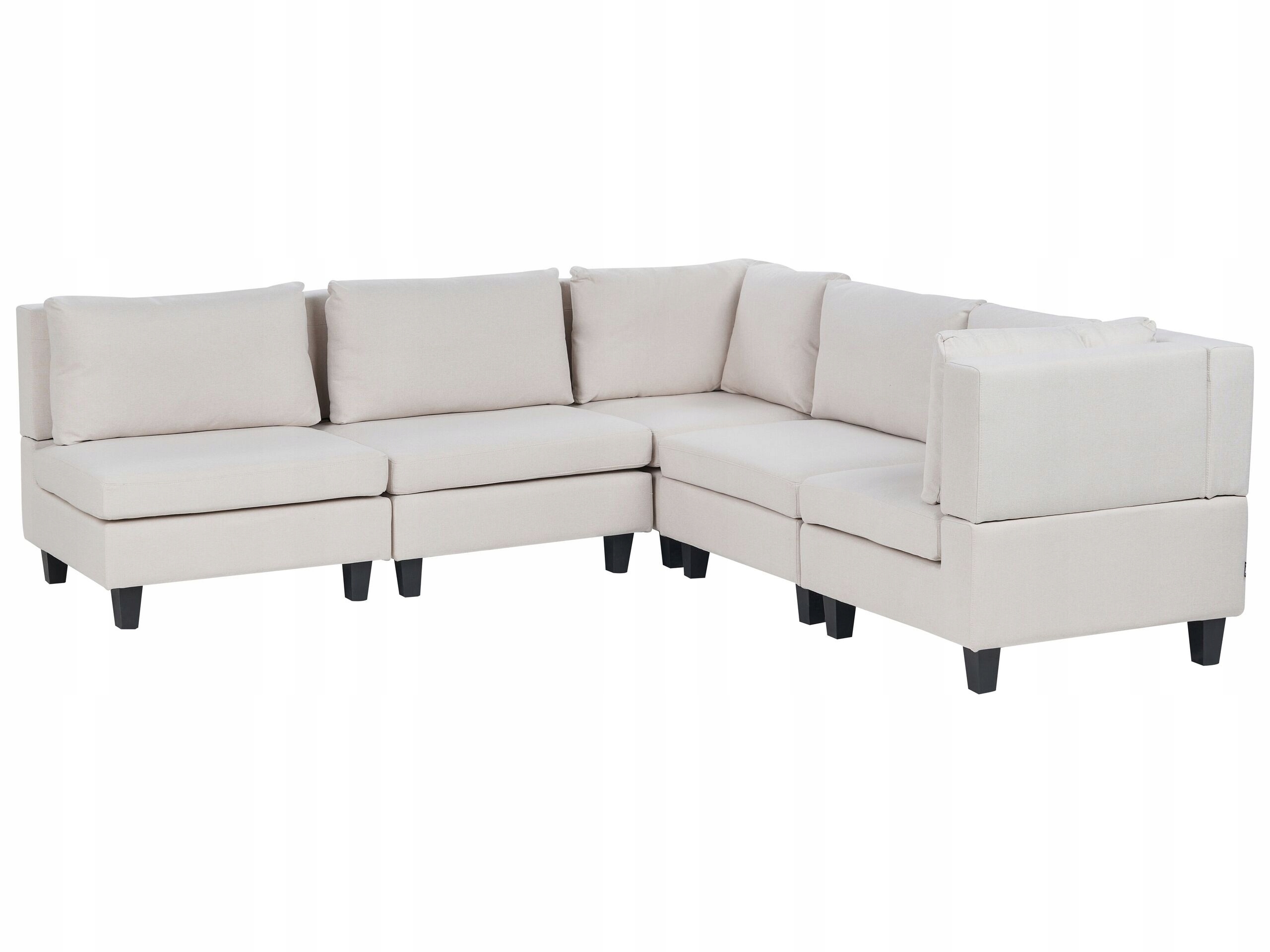 Narożna sofa modułowa tapicerowana 5-osobowa jasnobeżowa