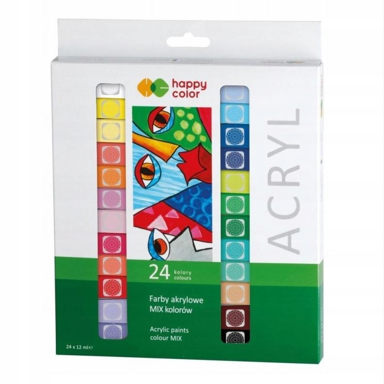 FARBY AKRYLOWE ZESTAW 24 kolorów x12ml HAPPY COLOR
