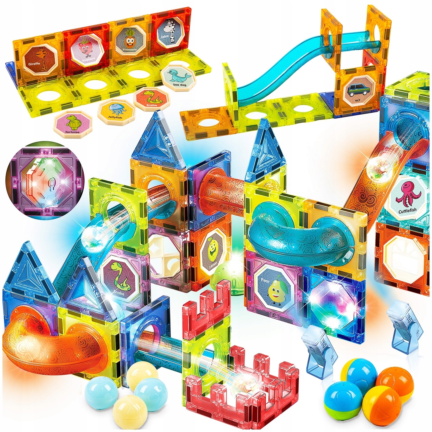 KLOCKI MAGNETYCZNE KONSTRUKCYJNE ŚWIECĄCY TOR PANELE PREZENT DLA DZIECI Płeć chłopcy dziewczynki