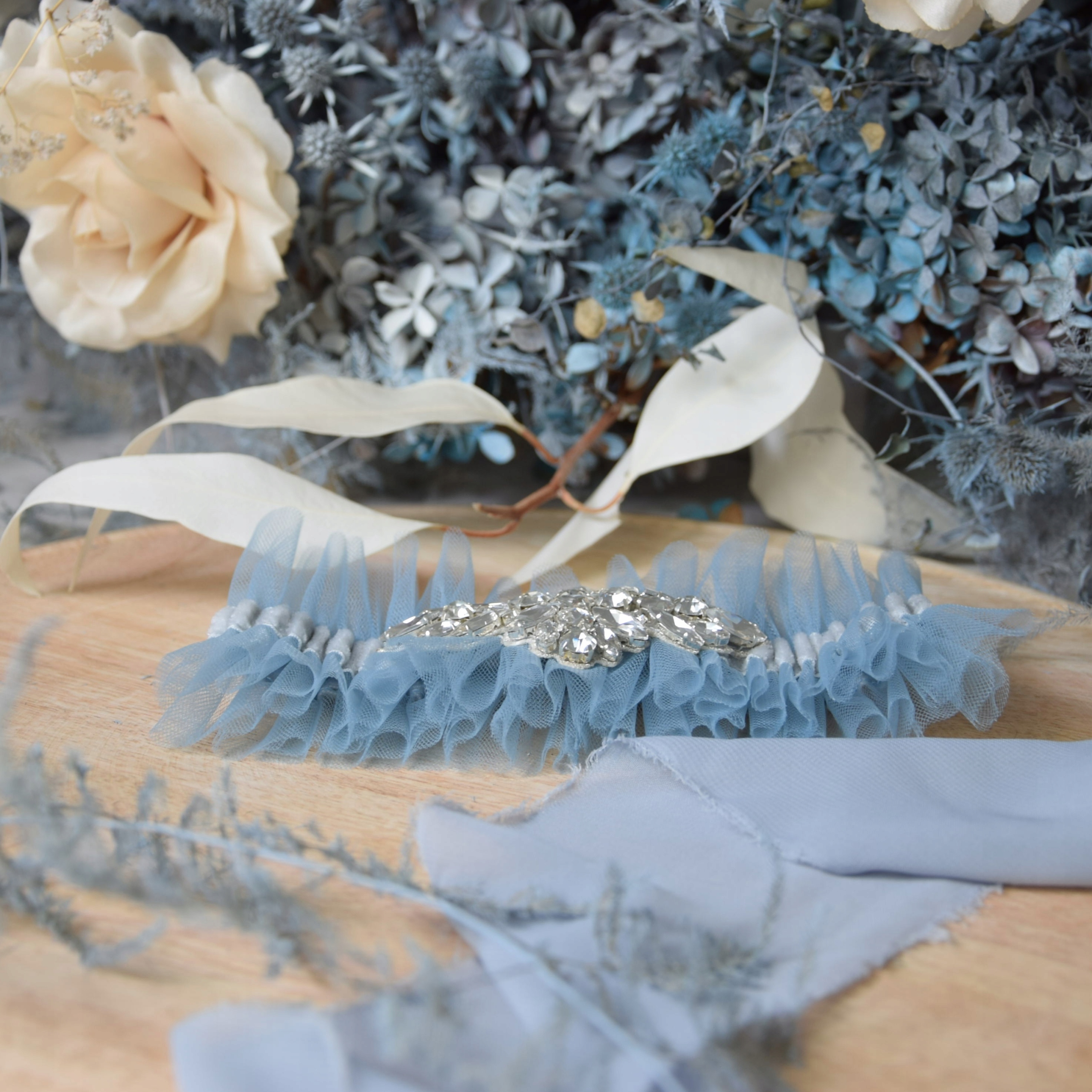 PODWIĄZKA ŚLUBNA ślub zdobiona tiul niebieska 1 Marka Inna marka