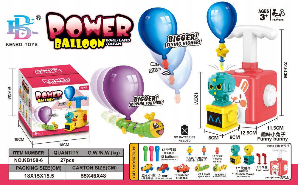 

Power Balloon Pojazdy Z Napędem Balonowym Bunny
