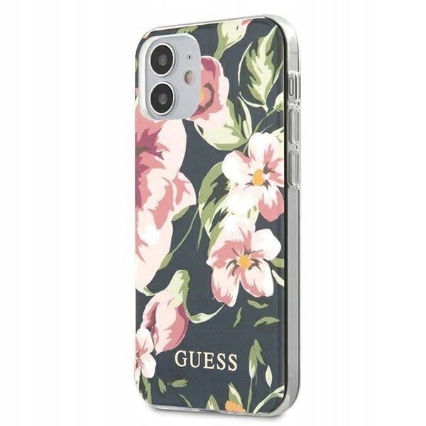 Etui Guess N.3 Flower Collection na iPhone 12 mini granatowe