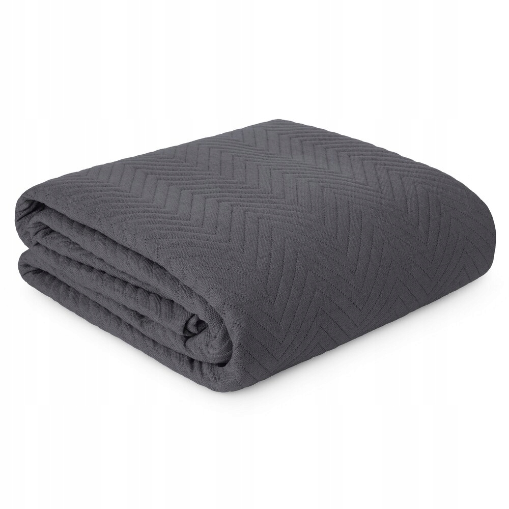 Dekorativní přehoz Len 200x220 grafitový prošívaná se strukturou lnu