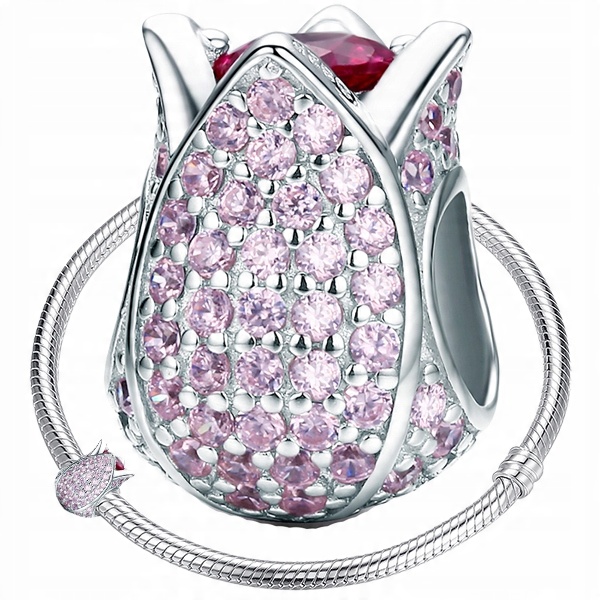 

Charms Kwiat Tulipan koralik beads srebro pr 925