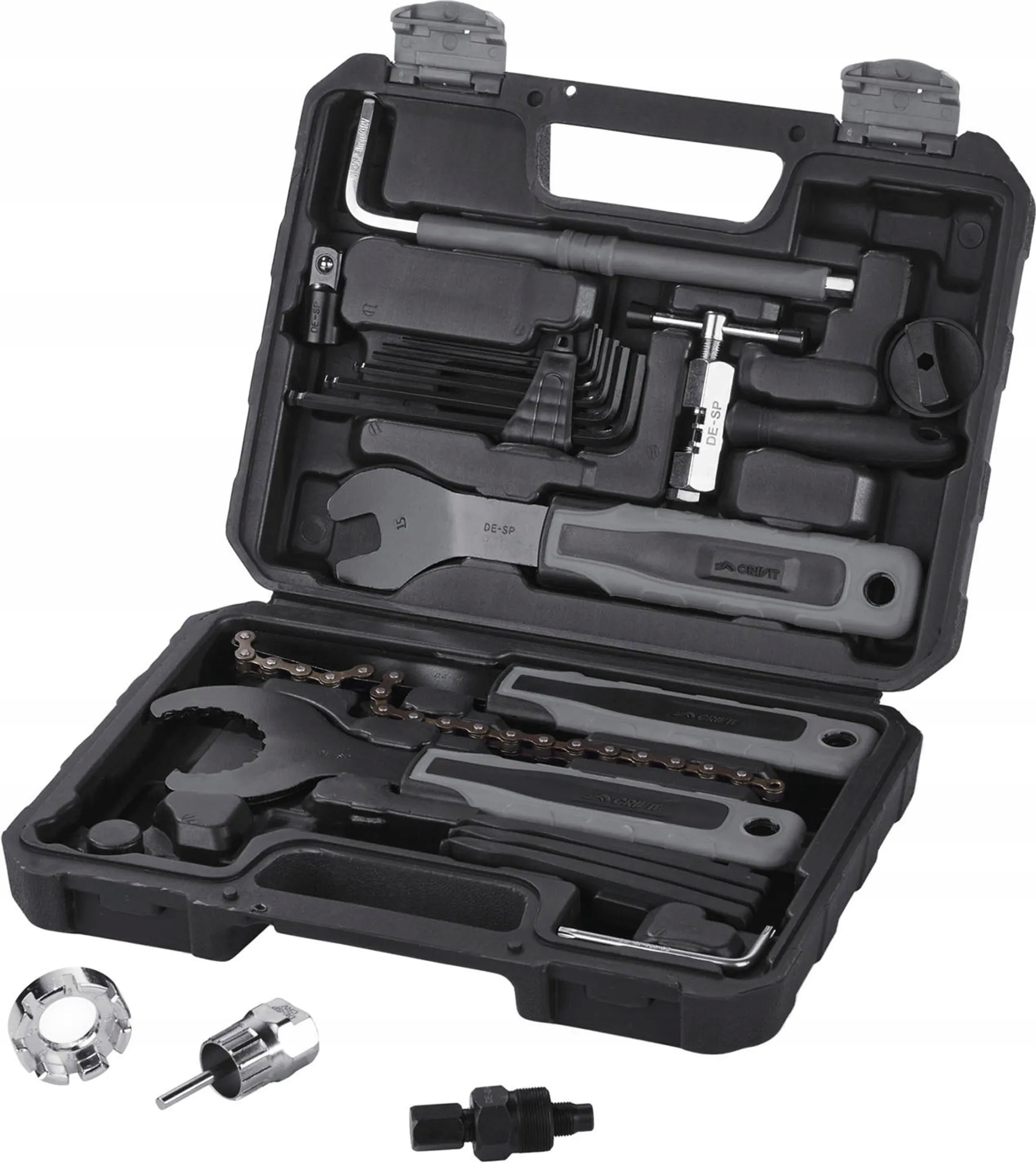 Zestaw narzędzi rowerowych Crivit wielofunkcyjne, zestaw 20 elementów.