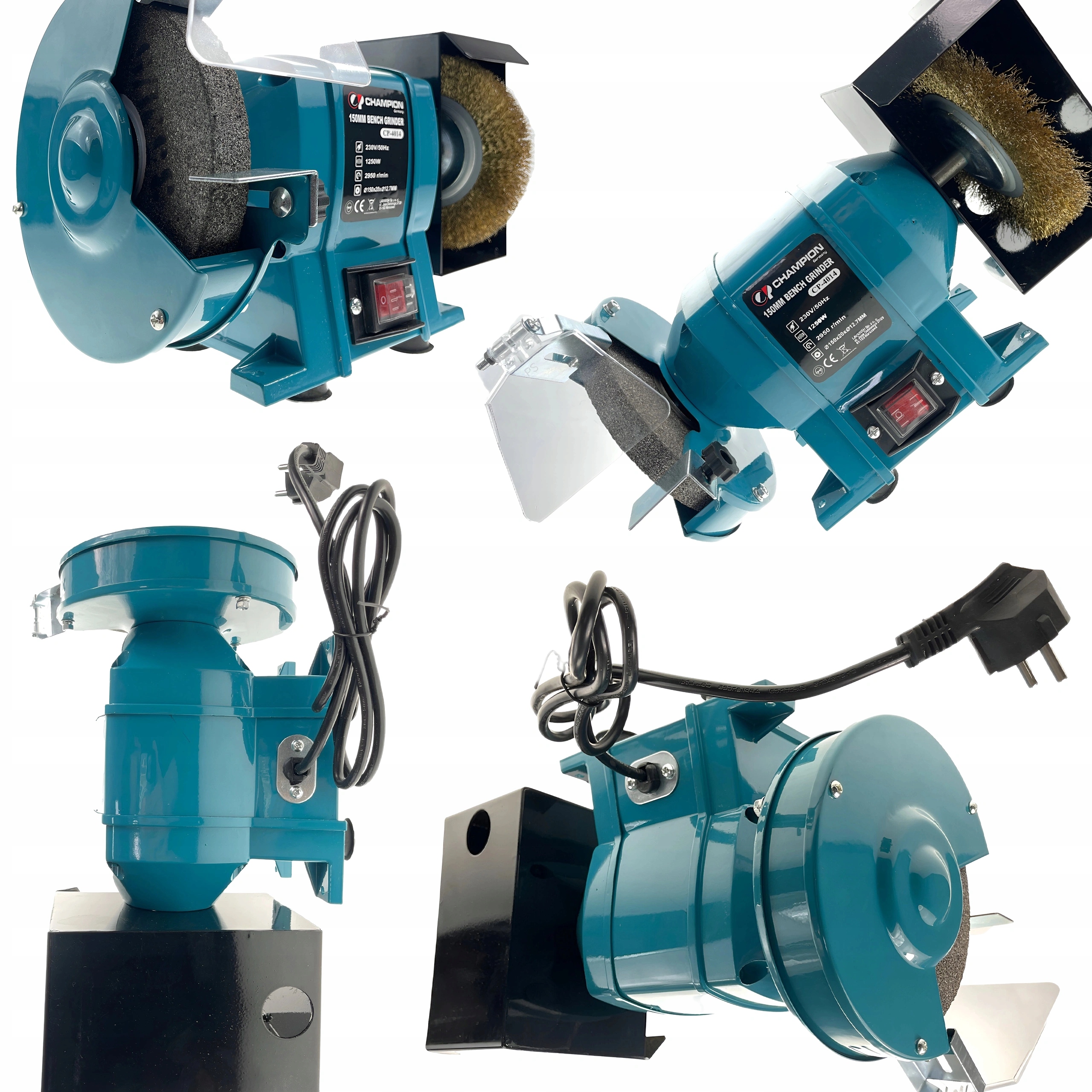 Silná Stolní Bruska 1250W 2X Kamenný Kotouč 150 MM Brusný Kotouč