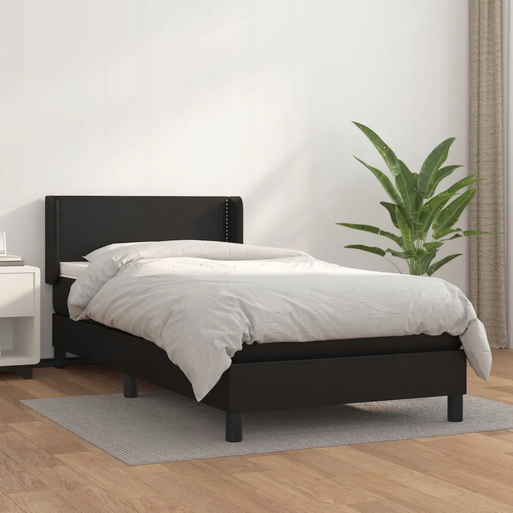 Box spring postel s matrací černá 100x200 cm umělá kůže Černý 3130703