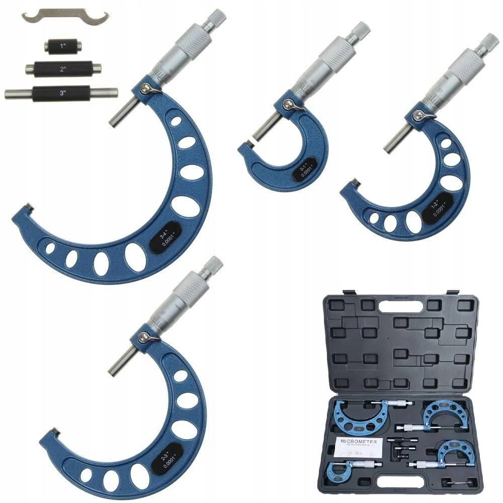 Mikrometr 0-100 mm 0,01 mm Noniusový Set 4x Vnější Mikrometr