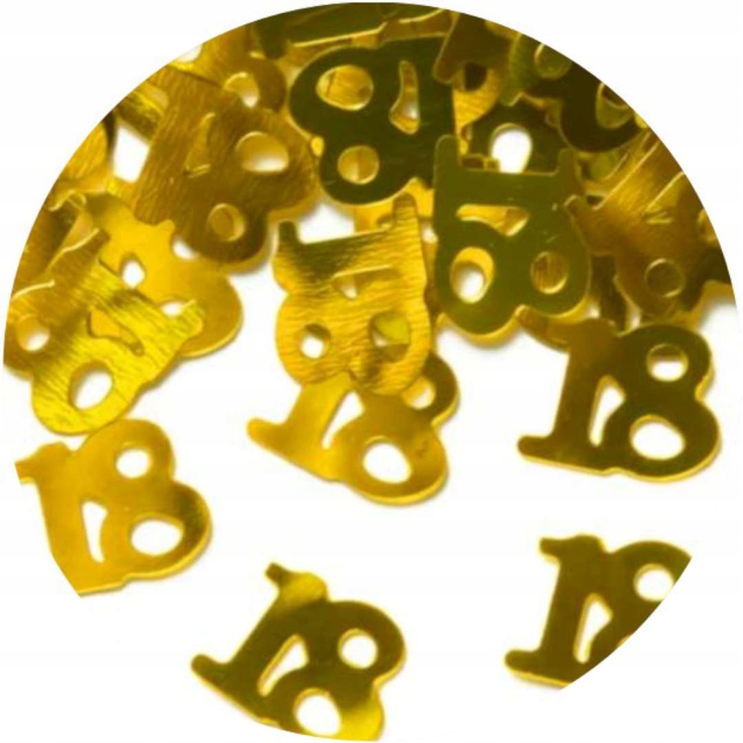 foliowe KONFETTI złote HAPPY BIRTHDAY urodziny 18