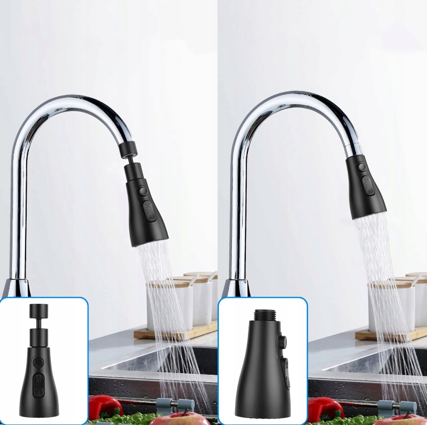 BATERIA KUCHENNA KOŃCÓWKA PRZEDŁUŻKA DO KRANU 3 TRYBY PERLATOR ADAPTER Wysokość 16 mm