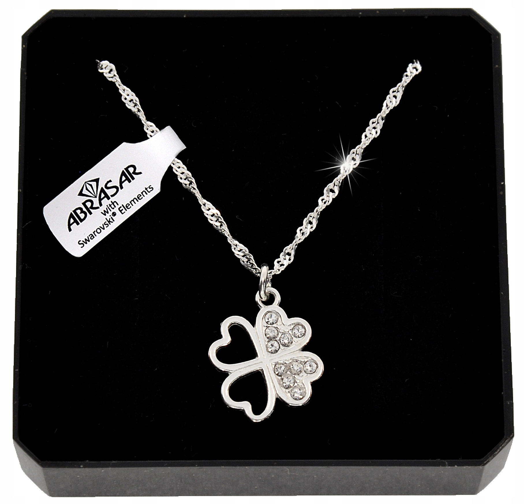 

Srebrny Naszyjnik Koniczynka Element Swarovski