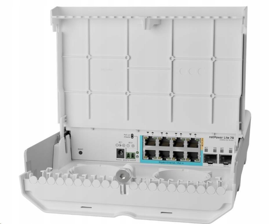 MikroTik CSS610-1Gi-7R-2S+OUT reverzný PoE switch, 8x Gigabit, 2x Sfp+,…