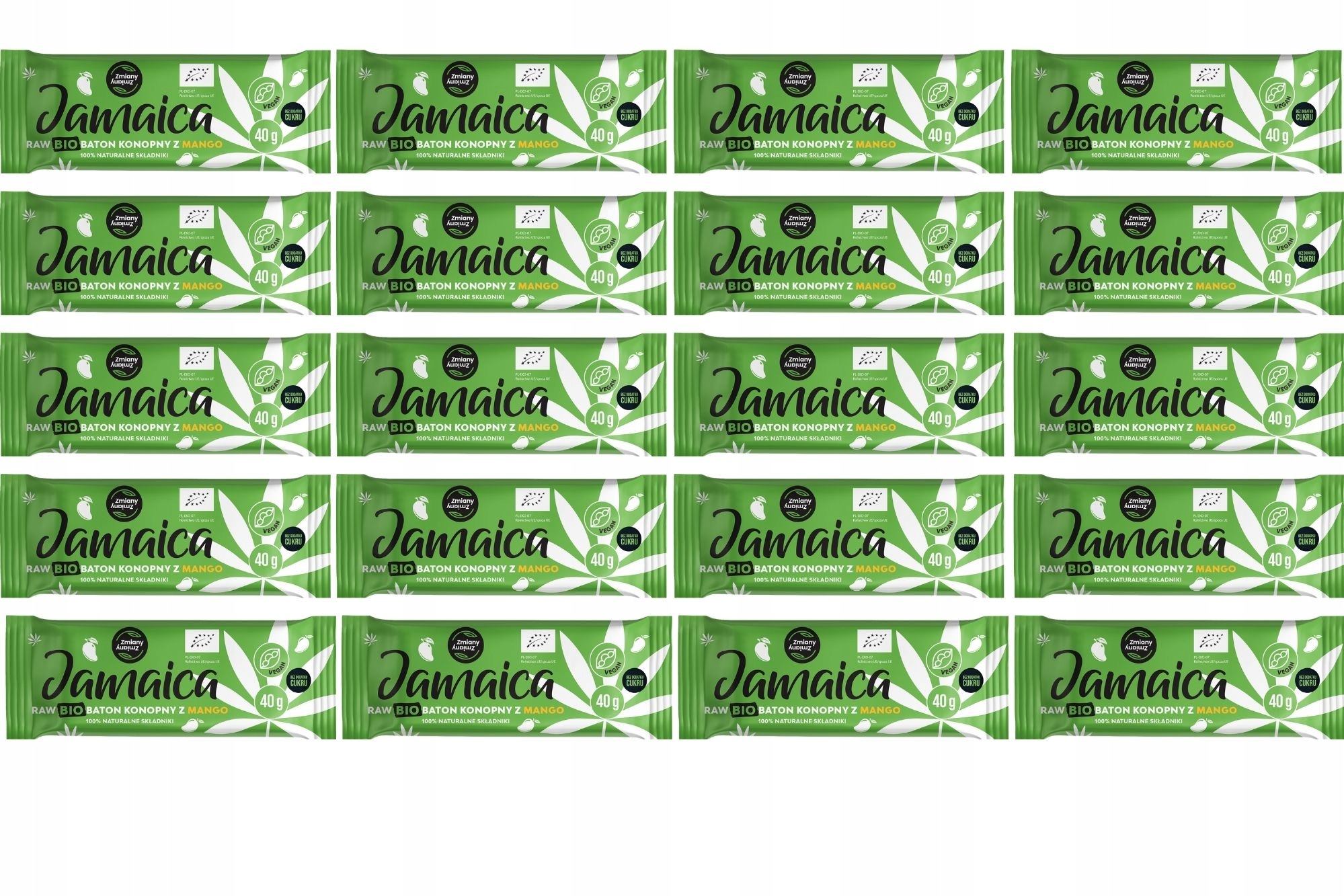 Sada 20 X Konopná Tyčinka Bez Lepku 40 G Bez Laktózy Bio Bez Cukru Jamaica