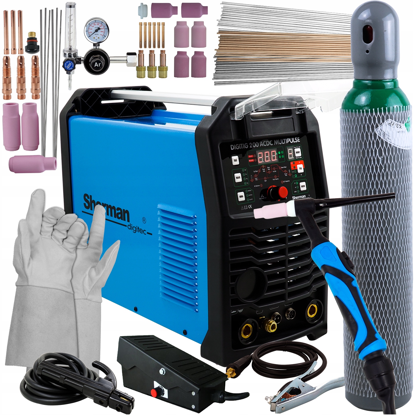 TIG do ALUMINIUM Spawarka Inwertorowa MMA AC DC 200A ZIMNE SPAWANIE PULS HF