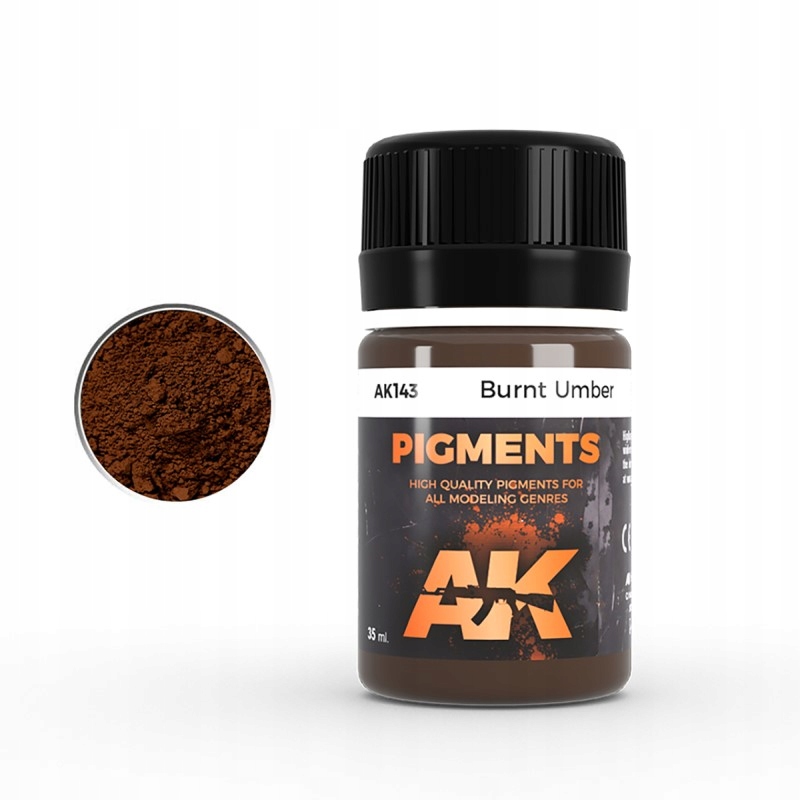 Ak Interactive 143 Burnt Umber Pigment suchy pigment modelarski ciemny brąz