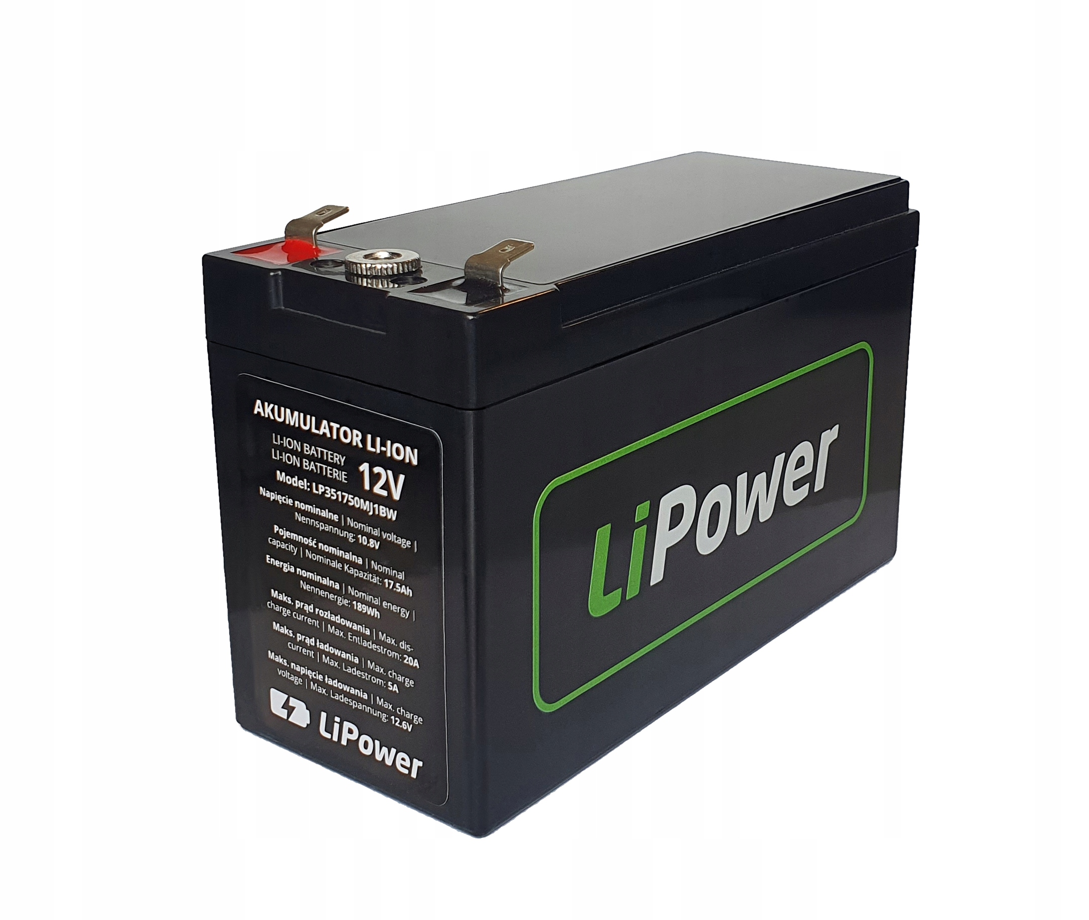 Akumulator Li-Ion LiPower 17.5Ah 12V ładowarka 2A Kod producenta LP35175035E