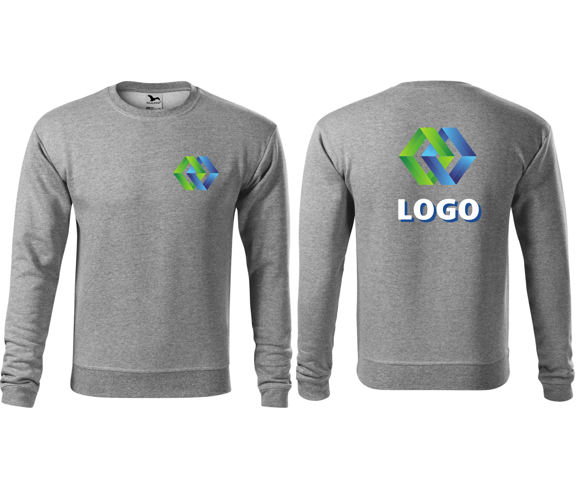 Mikina s dlouhým rukávem Malfini Essential vlastní potisk loga firmy