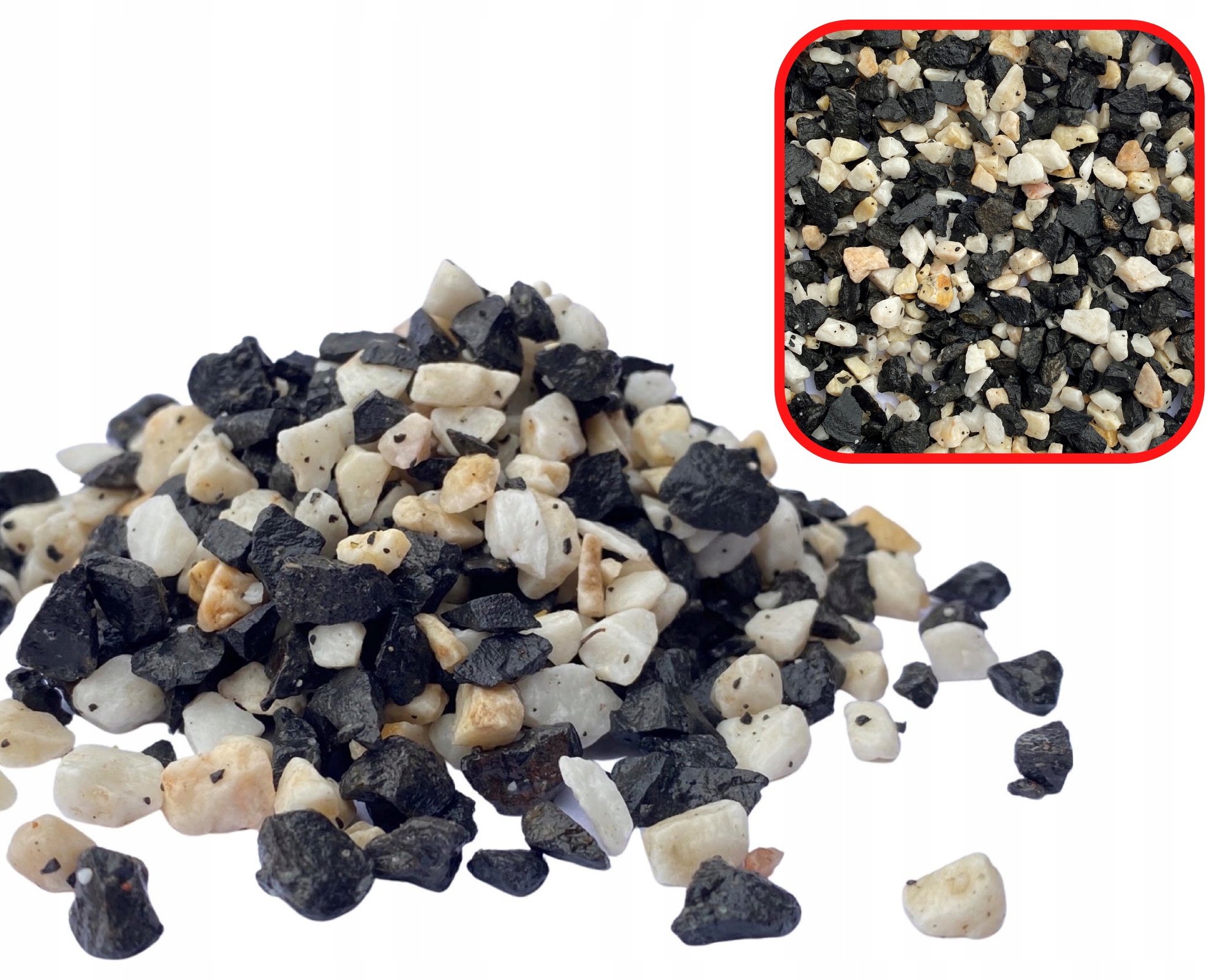 

2KG Żwir Żwirek Biało Czarny Las W Słoiku 3-6mm