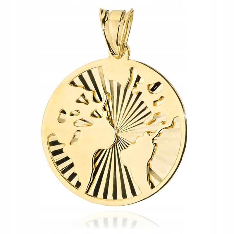 Zlatý Přívěsek Přívěsek 585 Zdobená Mapou Světa