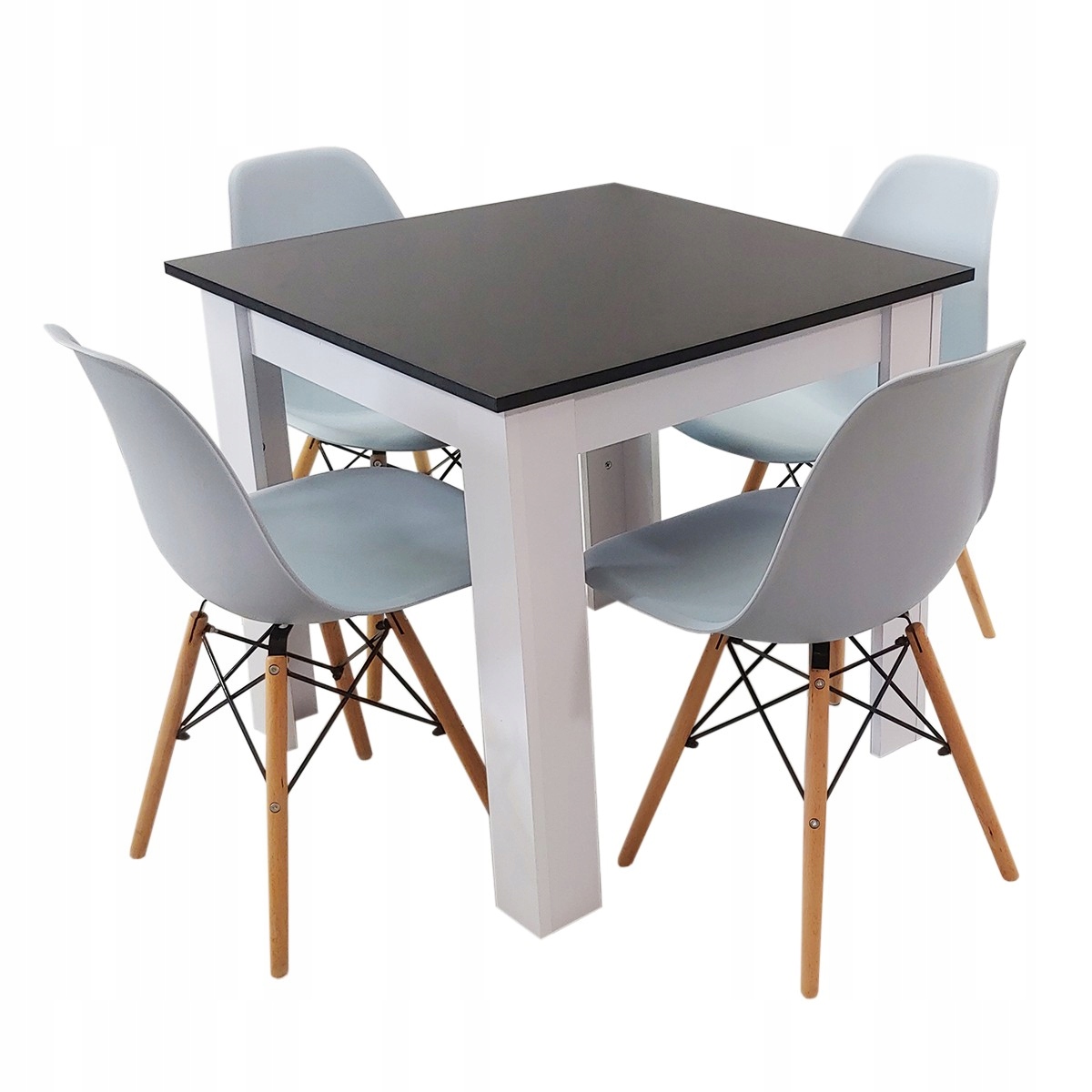 Zestaw stół Modern 80x80 4 krzesła Milano szare