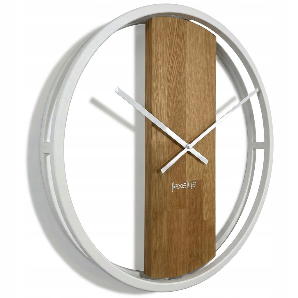 Zegar okrągły dębowy Flexistyle Loft Oval 50cm biały, z231oval-2d-2-x