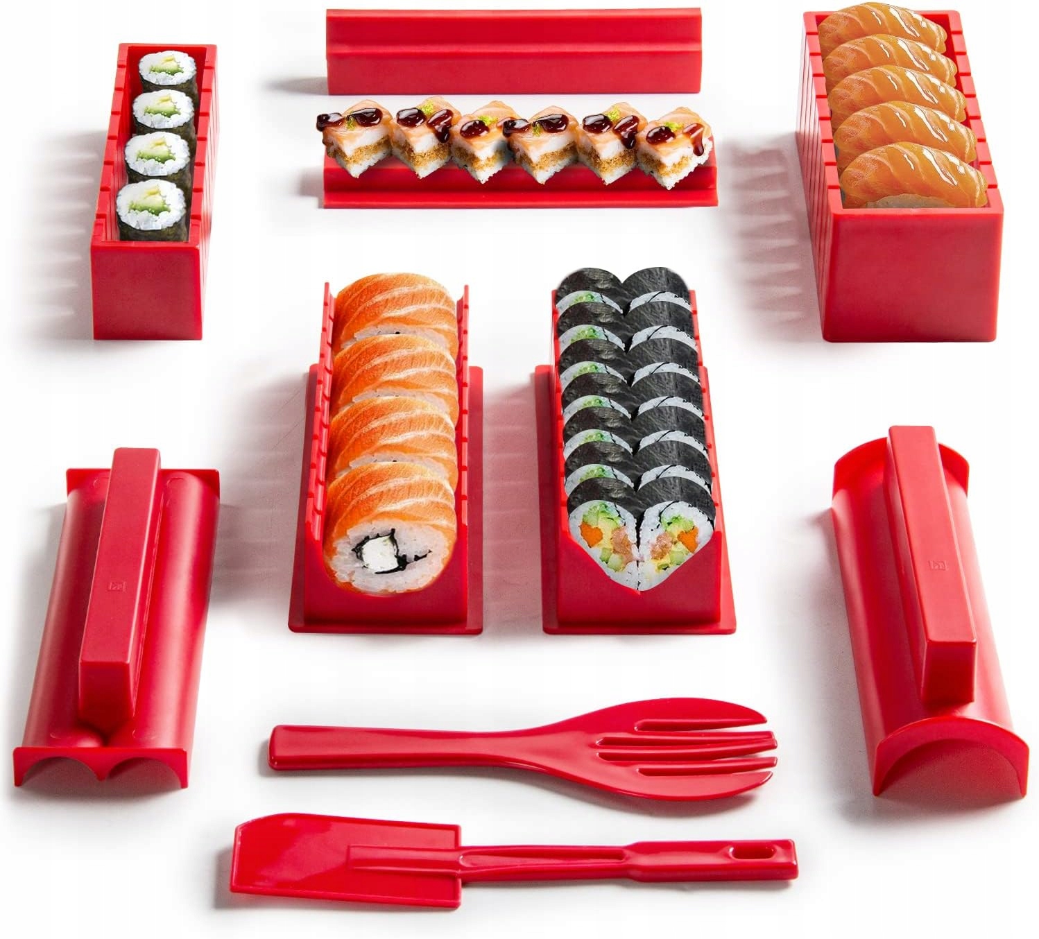 Sada Na Výrobu Sushi Strojek Červený Servírovací Přístroj Na Sušení 10