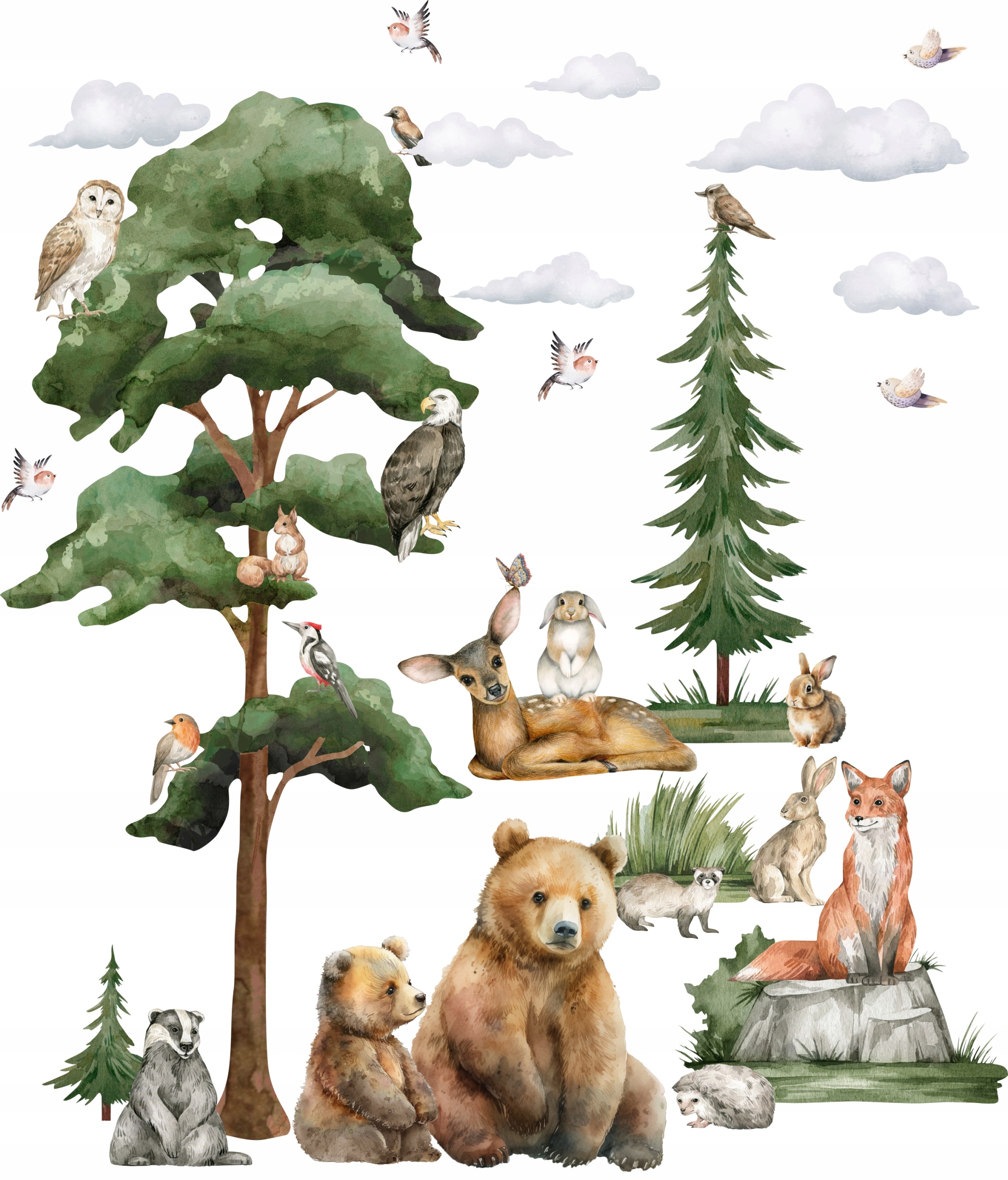 

Naklejki na ścianę dla dzieci Las Zwierzęta Forest