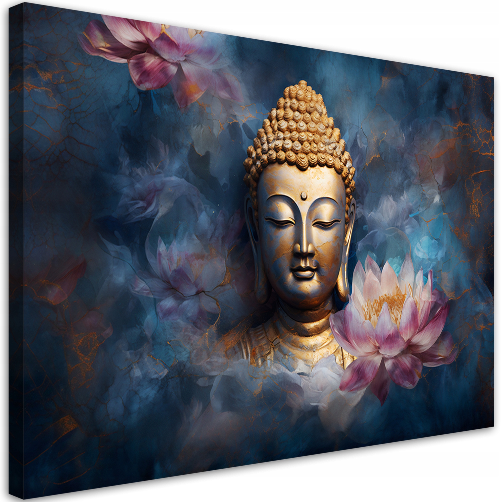 Obraz, Buddha a zenové květy 120x80