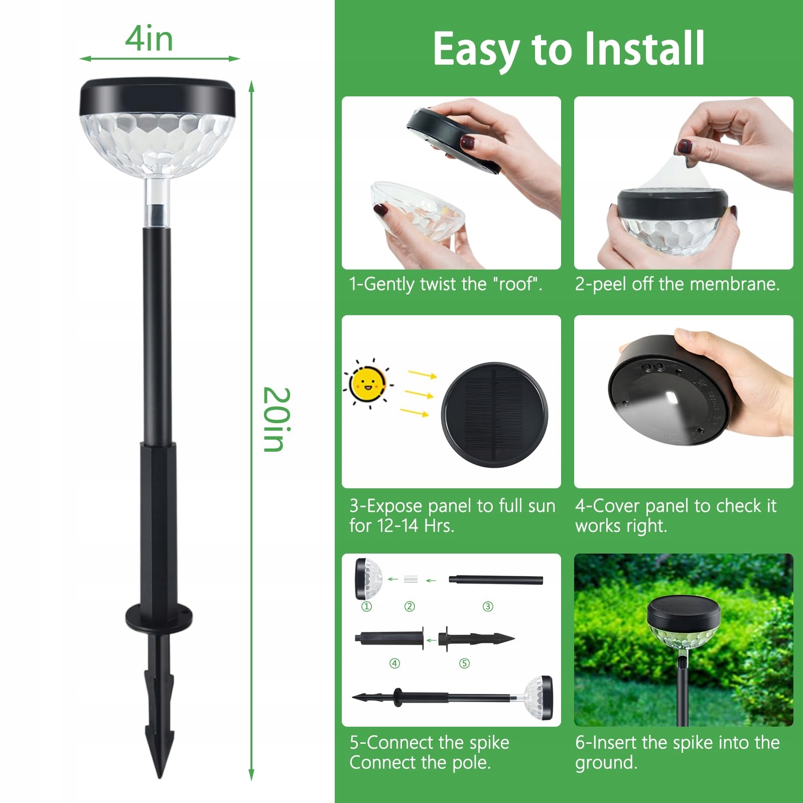 SONPEN Solarlampy Zewnętrzne LED Ogród RGB IP65 8 Sztuk 1200mAh — miniatura 2