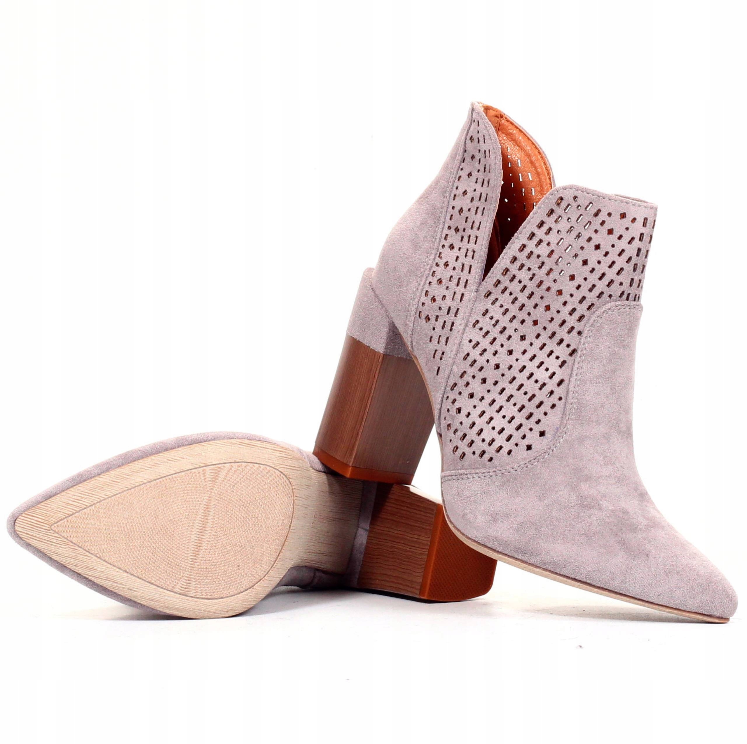 BOTKI BUTY DAMSKIE ELEGANCKIE SŁUPEK Z WYCIĘCIEM Kod producenta A8801GREY