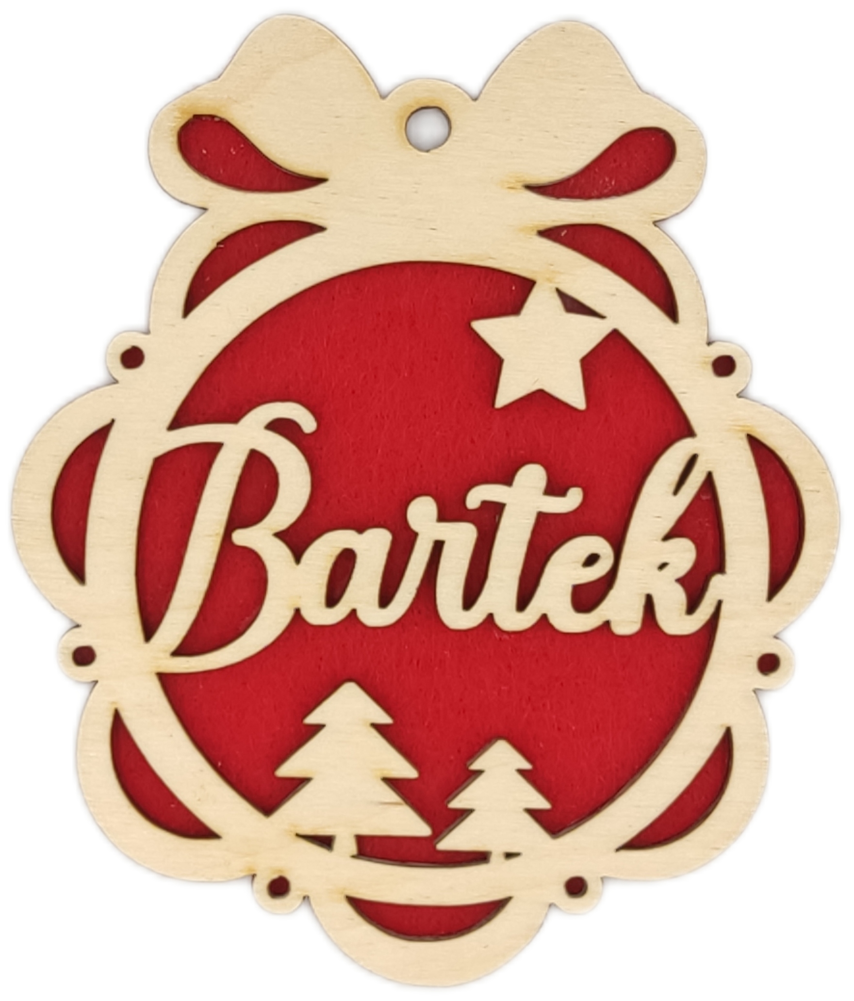 

Bombka z imieniem drewniana filc na choinkę