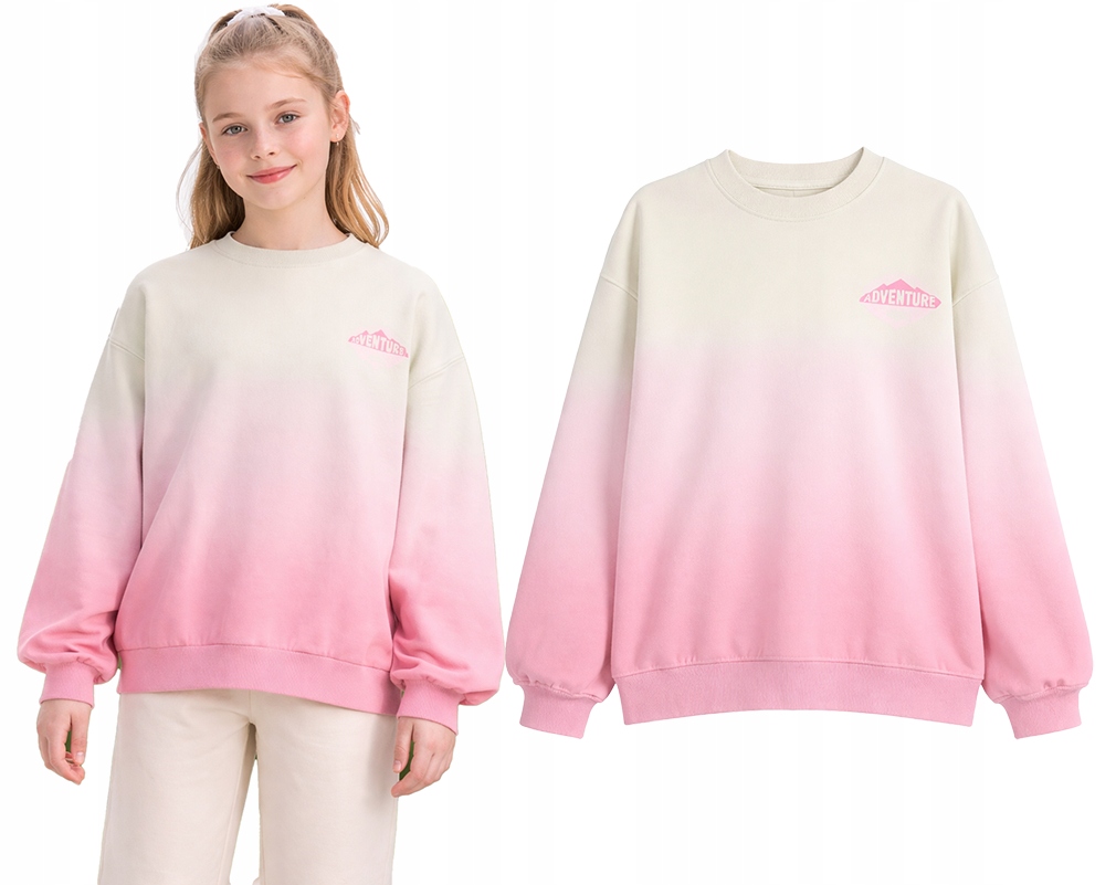 Bluza dresowa 4F dziecięca nierozpinana ocieplana F2272 91A róż beż 146.