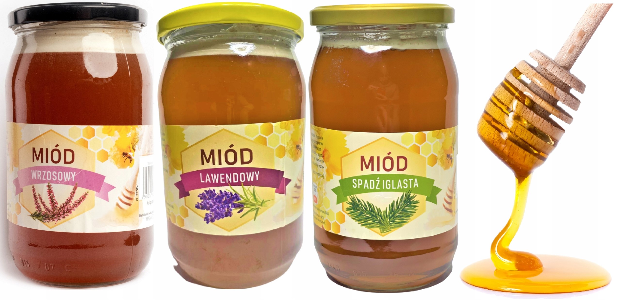 Vřesový Levandulový Med Jehličnatá Sada Nektar Pl 1,1 kg Dárek