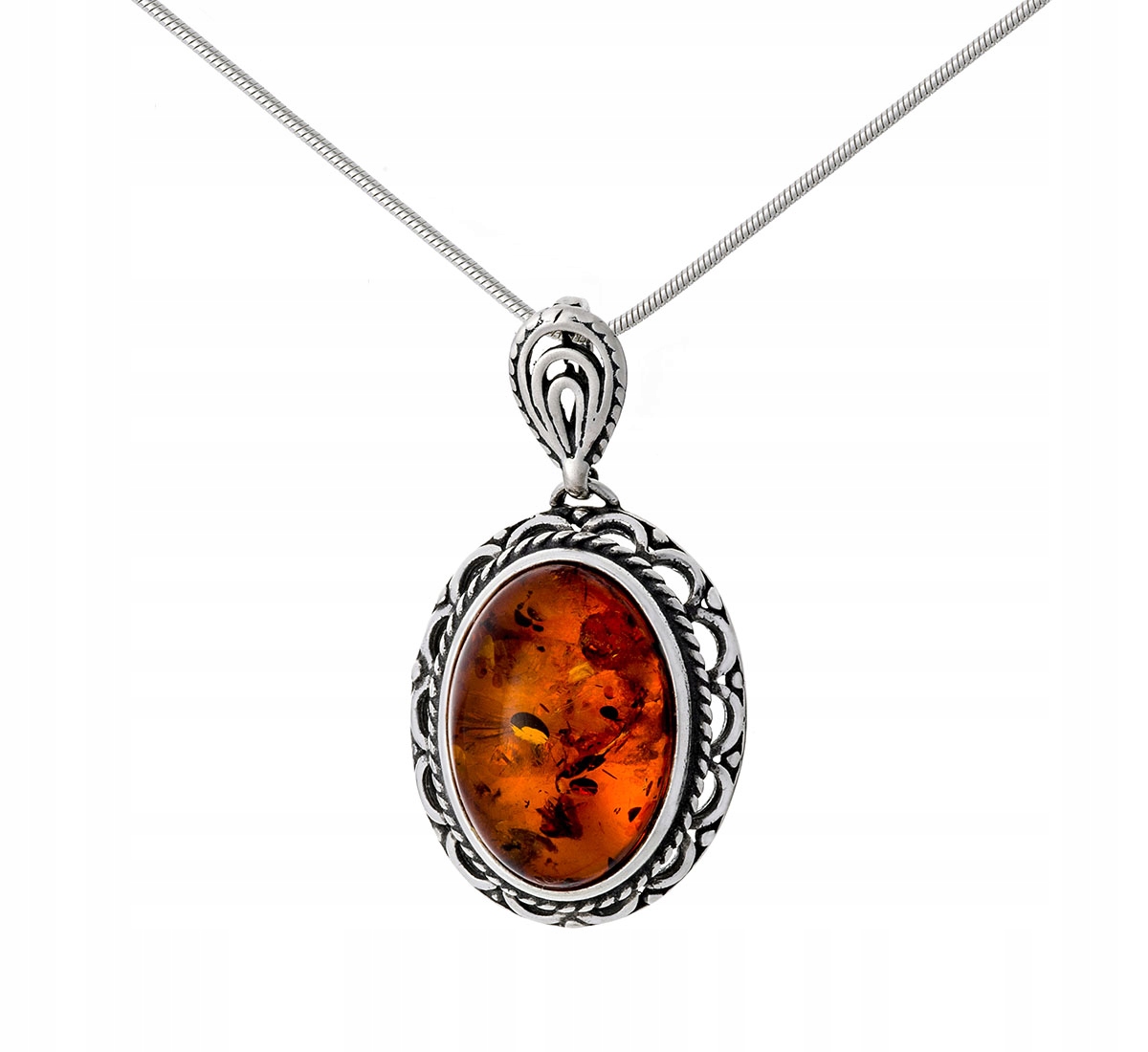 

Srebrny Naszyjnik / Wisiorek AMBER288 z Bursztynem