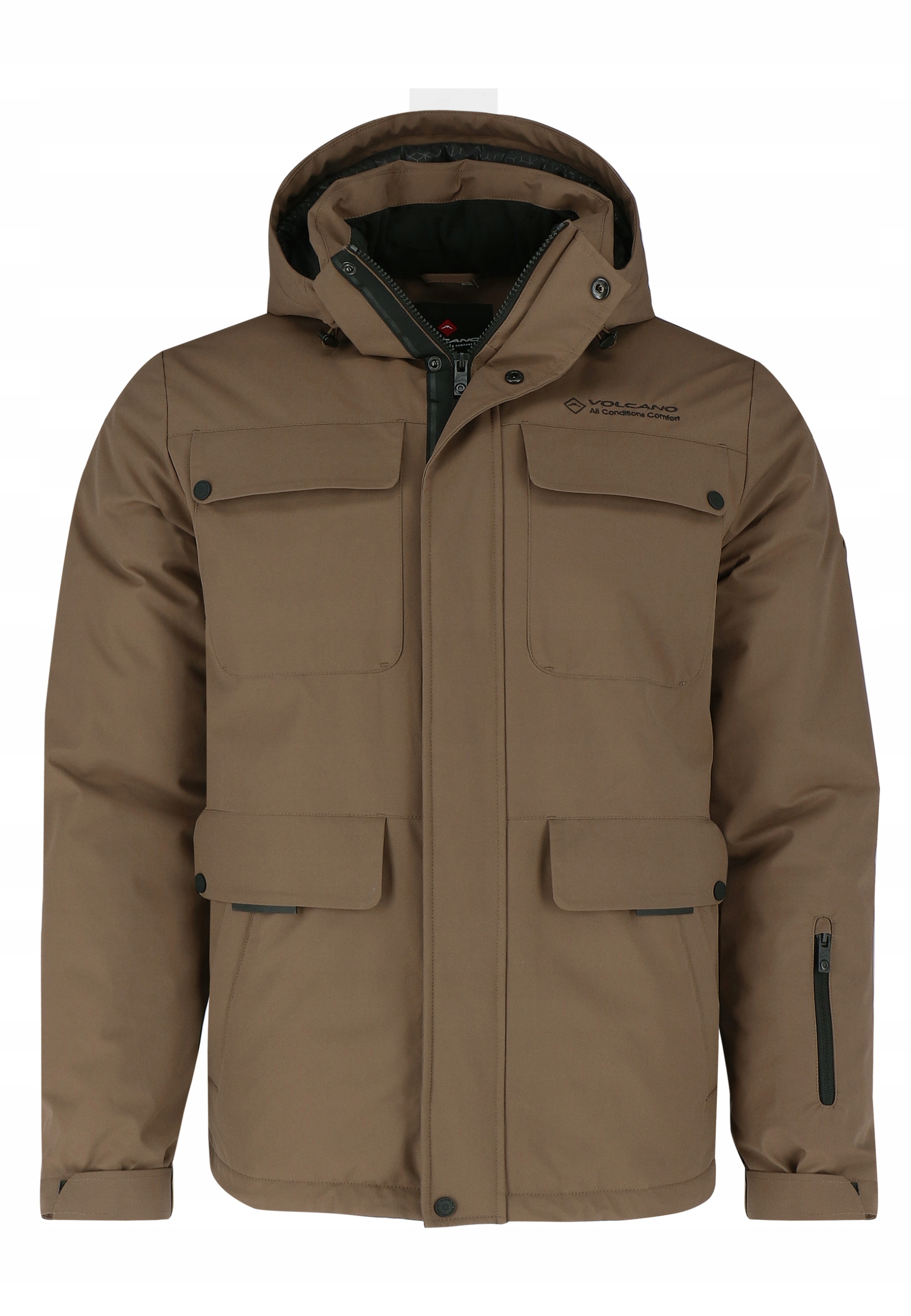 Volcano pánská hnědá nepromokavá bunda 5000, odnímatelná kapuce J-noel L