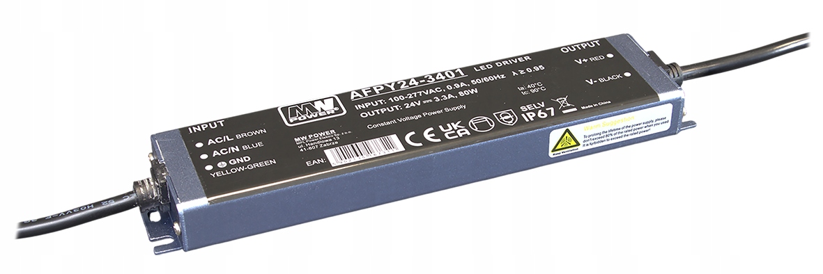 Mw Power Led driver 24V 3.4A 80W High Pfc, Ultra-thin, metal case IP67, 1