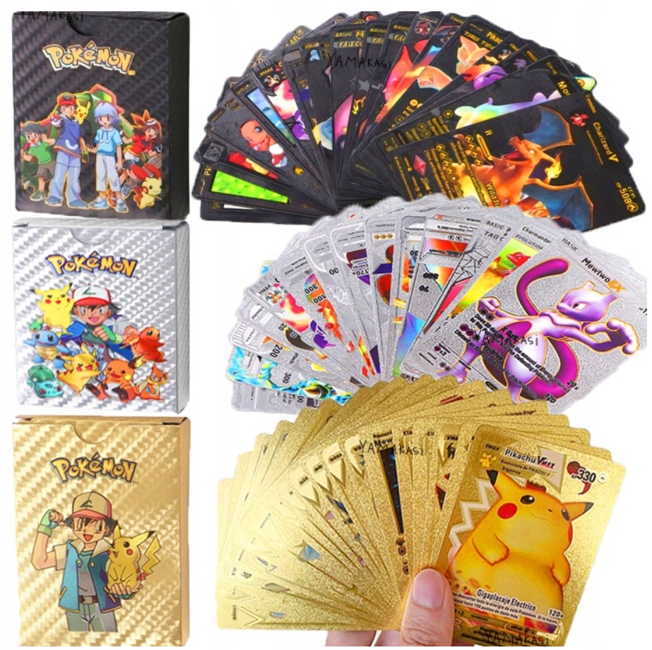 

Karty Pokemon 3w1 165 sztuk Złote Czarne Srebrne