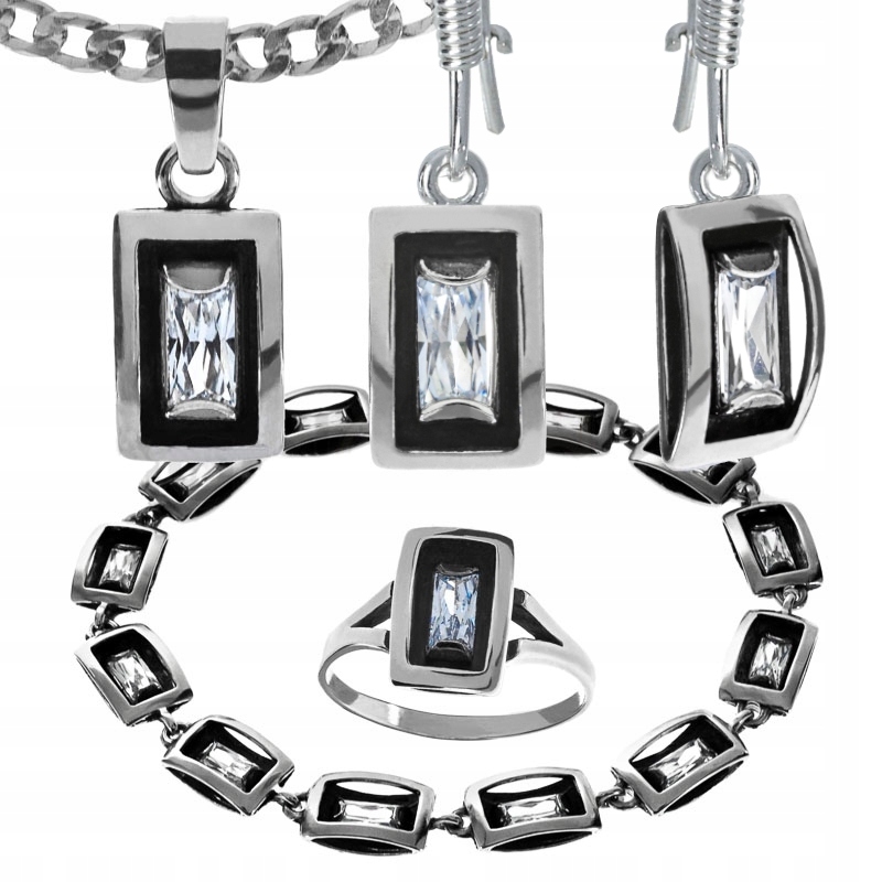 Stříbrný Obdélníkový A Elegantní Tónovaný Komplet