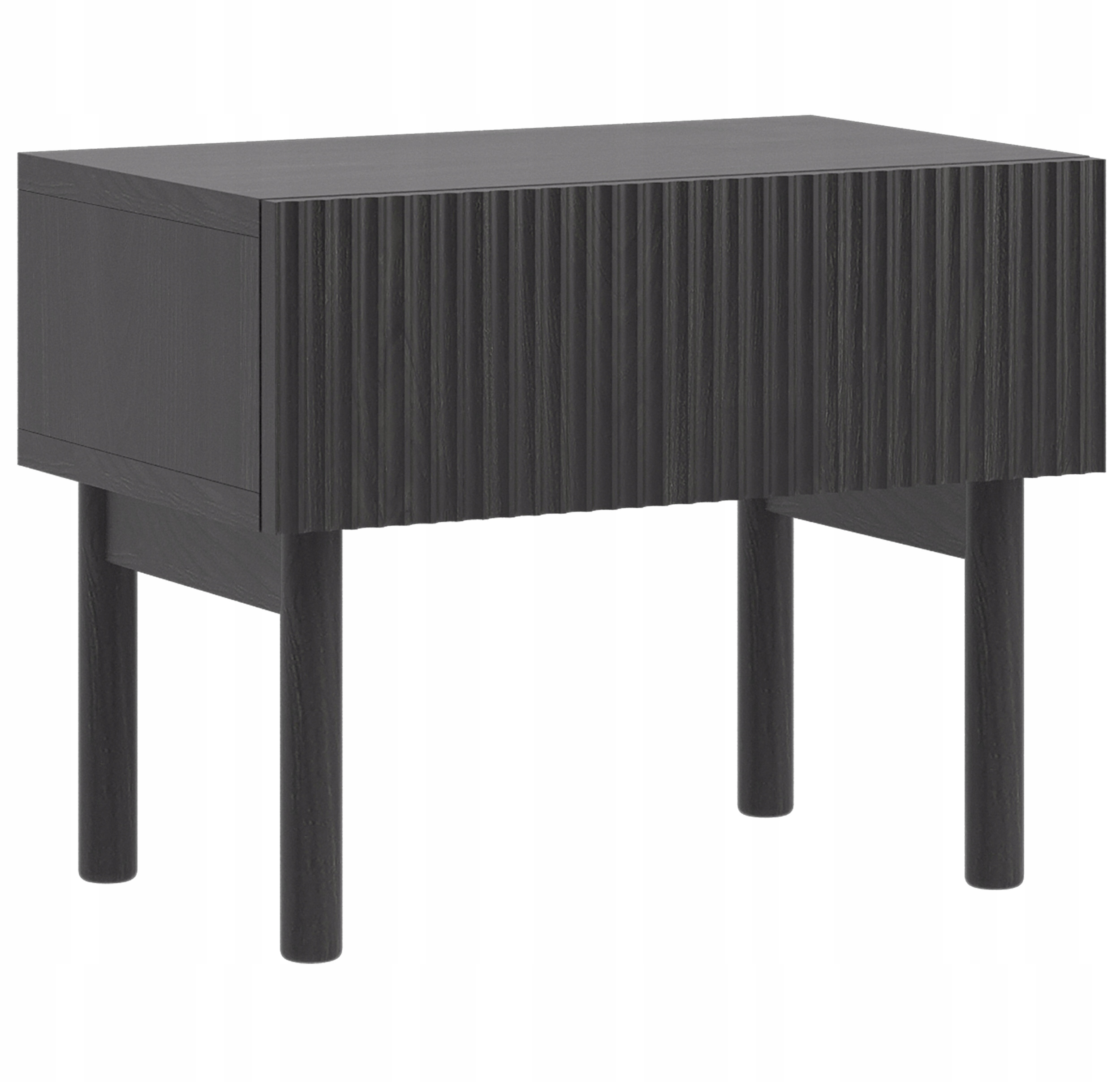 Noční stolek s zásuvkou a nožičkami 50 cm Jasan Portland Černý