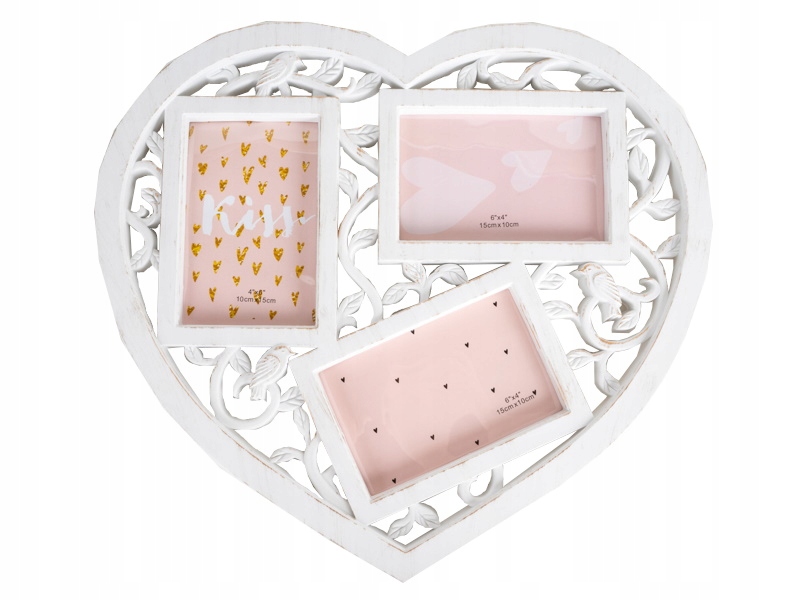 

Ramka galeria 38x42cm na 3 zdjęcia Biało-Złota