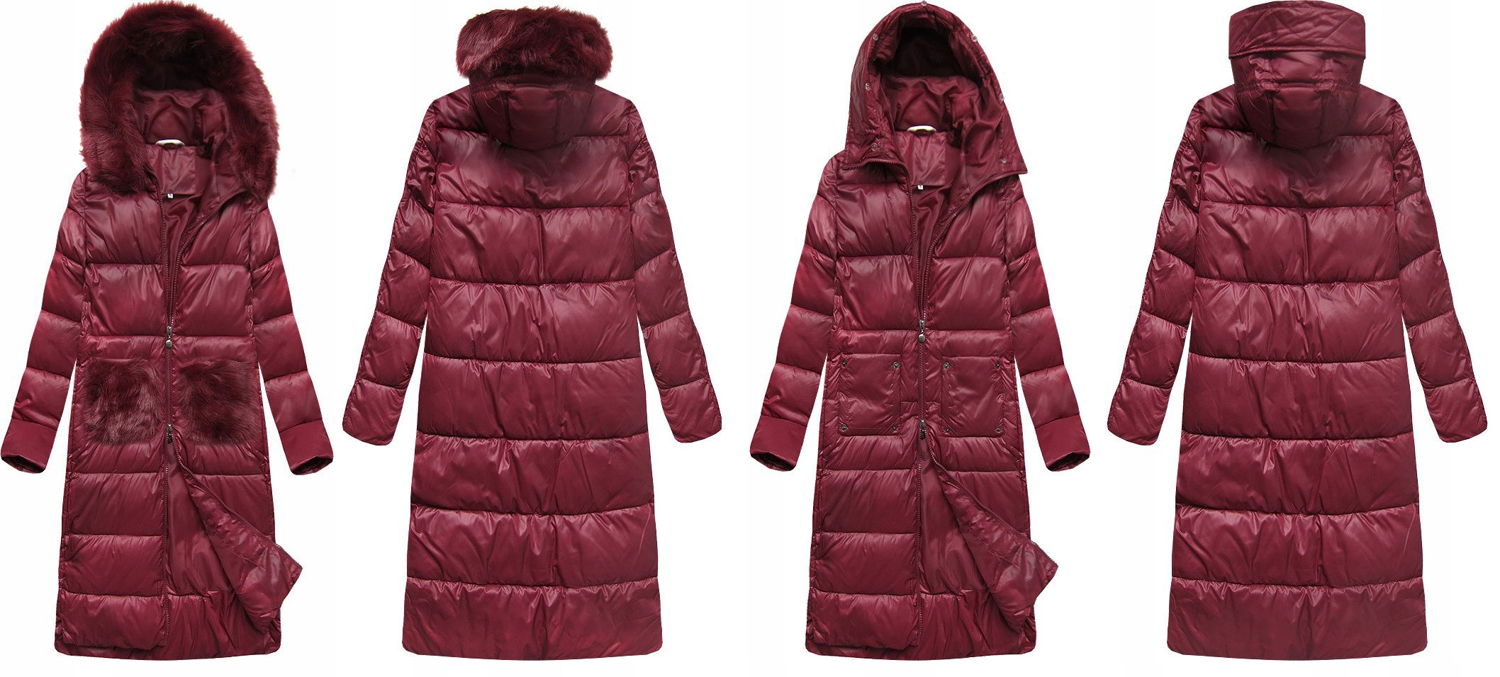 

Kurtka Płaszcz Długa Zimowa Parka Kaptur Futro M