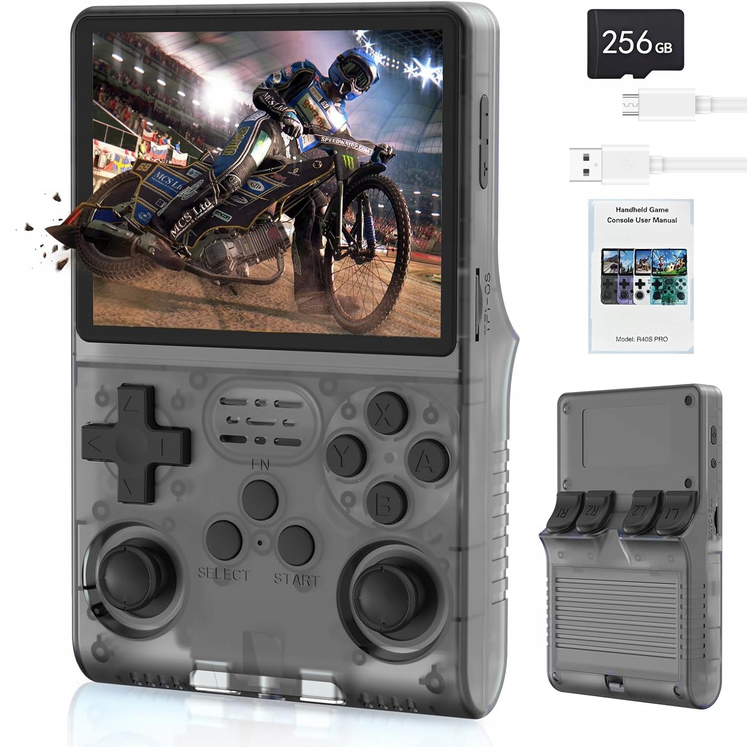 GRA PRZENOŚNA MOBILNA KONSOLA RETRO R40S PRO 256GB LINUX 15000 GIER TYPE-C