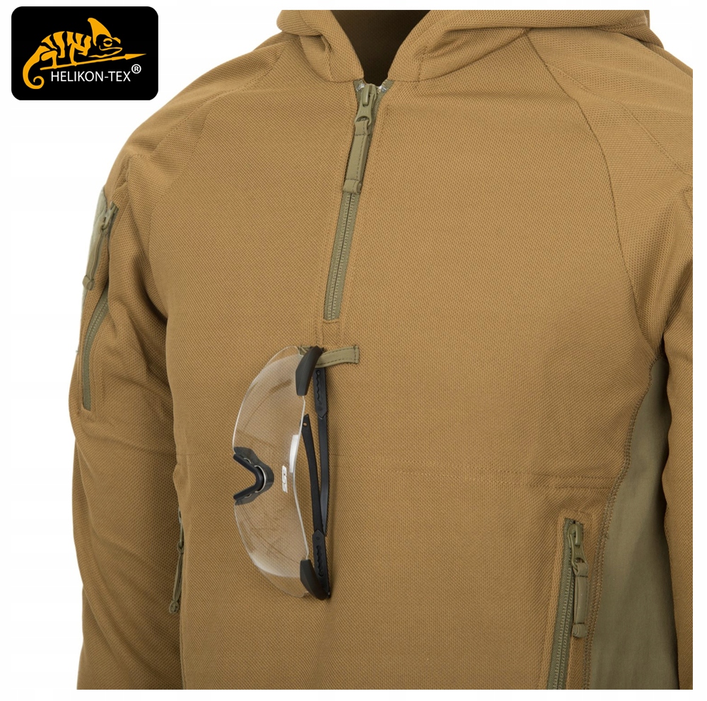 BLUZA MESKA Z KAPTUREM KANGURKA RANGE HOODIE HELIKON COYOTE/ADAPTIVE GREEN Kolor brązowy
