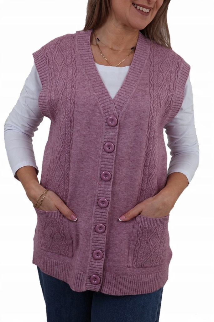 

Ciepła Kamizelka Sweter Guziki Wzór 2XL/3XL