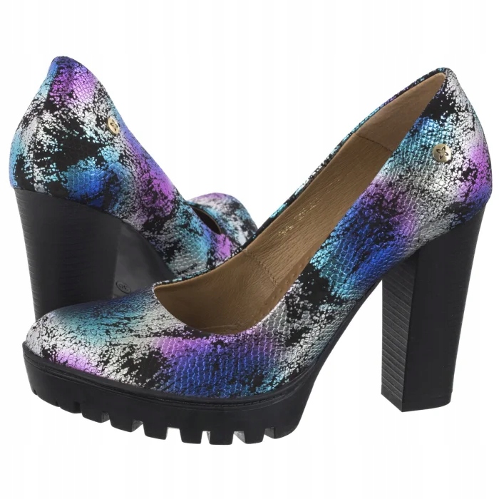 Dámské kožené lodičky Maciejka Multicolor 02629-62 Modré