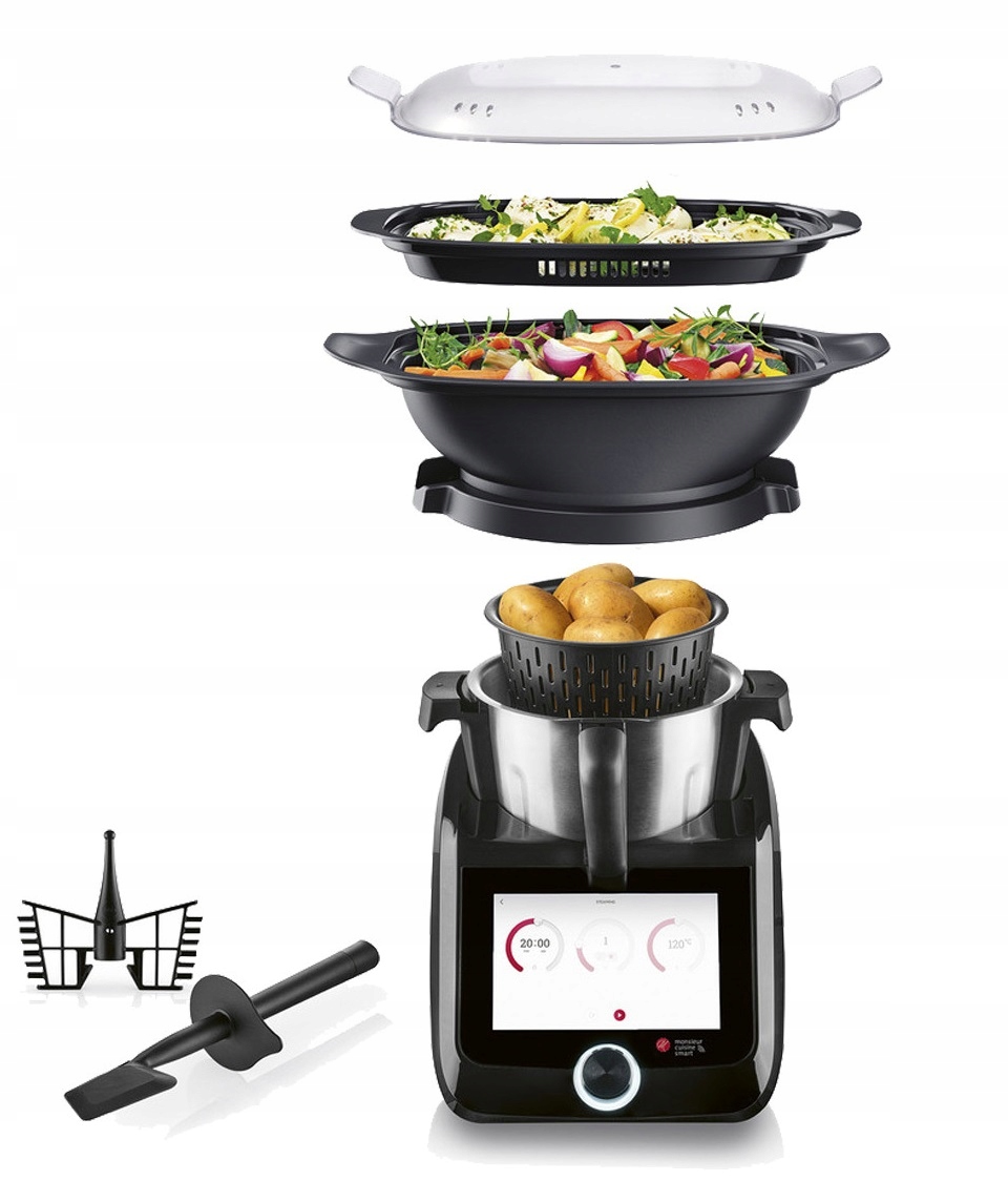 NOWY LIDLOMIX 2025 MONSIEUR CUISINE SMART ROBOT KUCHENNY 1200 W WiFi RATY 0 Kolor dominujący czarny