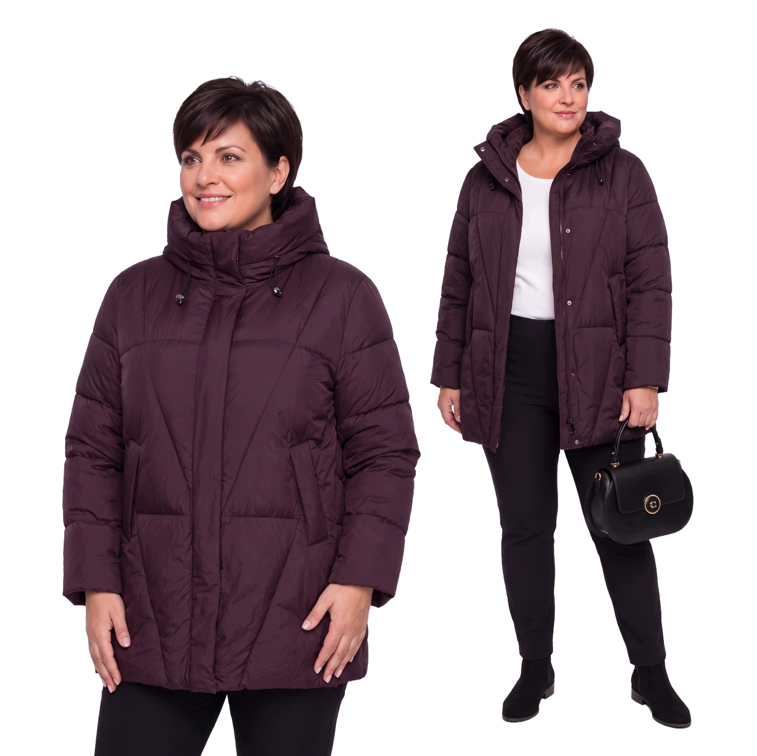 Tmavě fialová zimní bunda plus size velikost 54