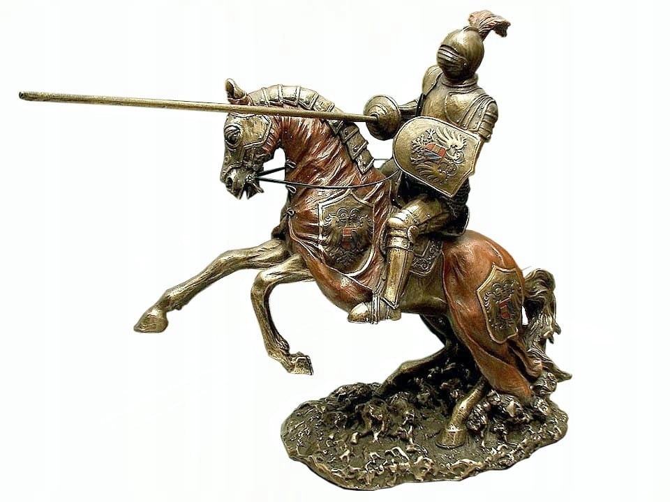 Stredoveký Rytier V Brnení S Kópiou Na Koni Pre Historika Gravírovanie Možnosť V