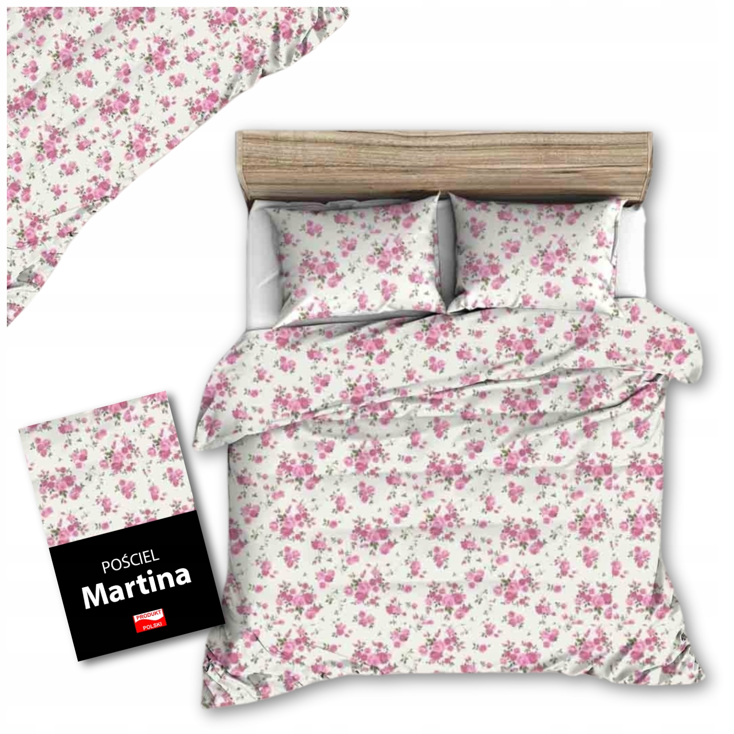 Komplet Pościeli Bawełnianej 220x200 Polska Duży Rozmiar Miękka Róże